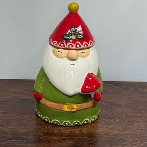 World Market Gnome Mushroom sealed Christmas jar Canister